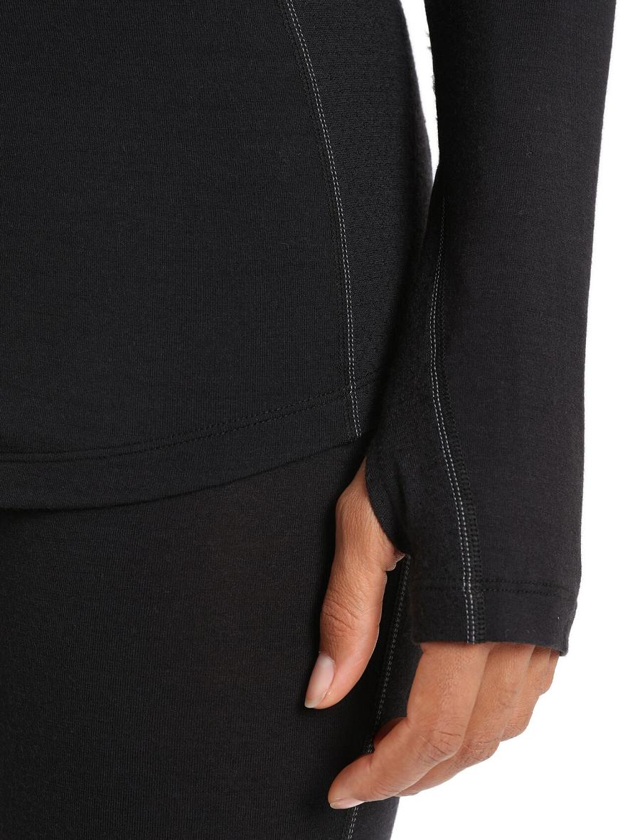 Icebreaker BodyfitZone™ Merino 200 Zone Thermal Long Sleeve Half Zip Top Naisten Base Layers Mustat | FI 1867KORI